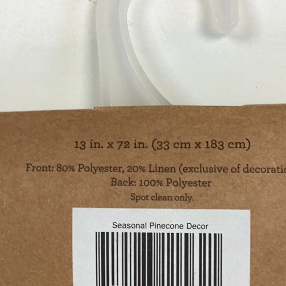 Winter Holiday Christmas Pine Cone Sequin Berry Embroidered Linen Table Runner - Picture 9 of 9